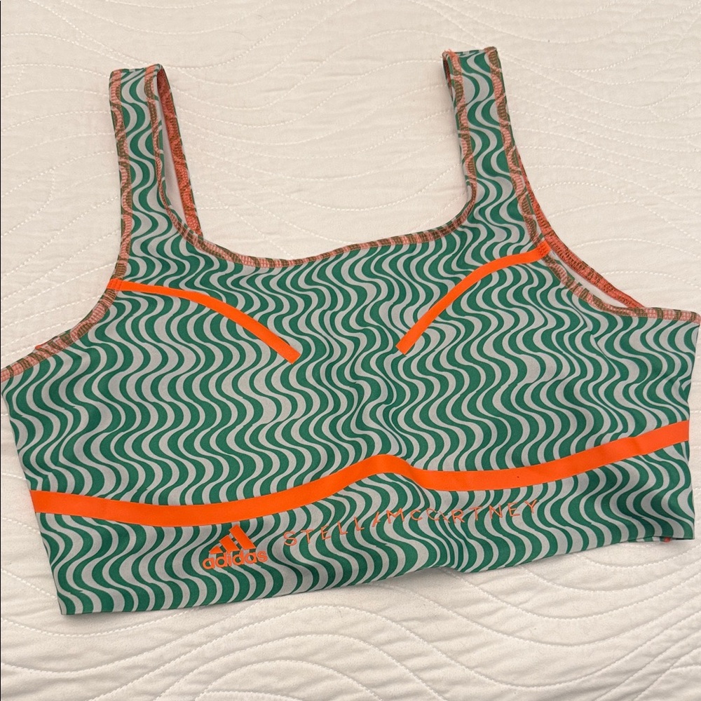 Adidas Stella McCartney Wavy Green and Orange Sports Top